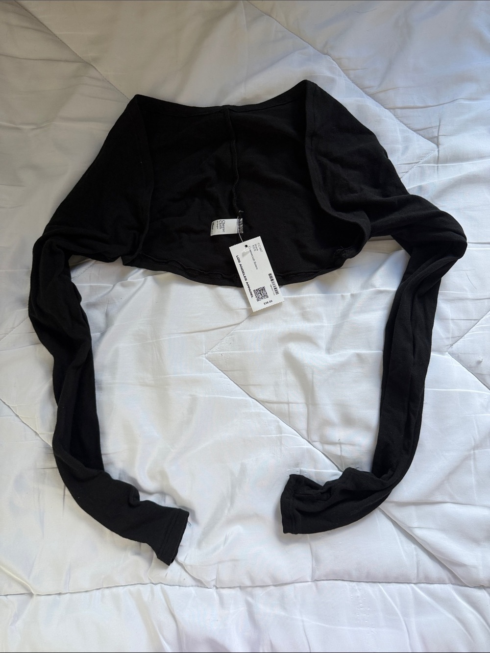 NWT! Los Angeles Apparel Black Long-Sleeve Cropped Shrug Bolero